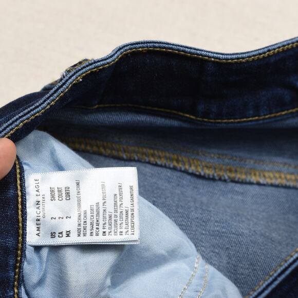 American Eagle Women Cotton Blue Size 2 Short Hi Rise Jegging Skinny Distressed - Picture 8 of 8
